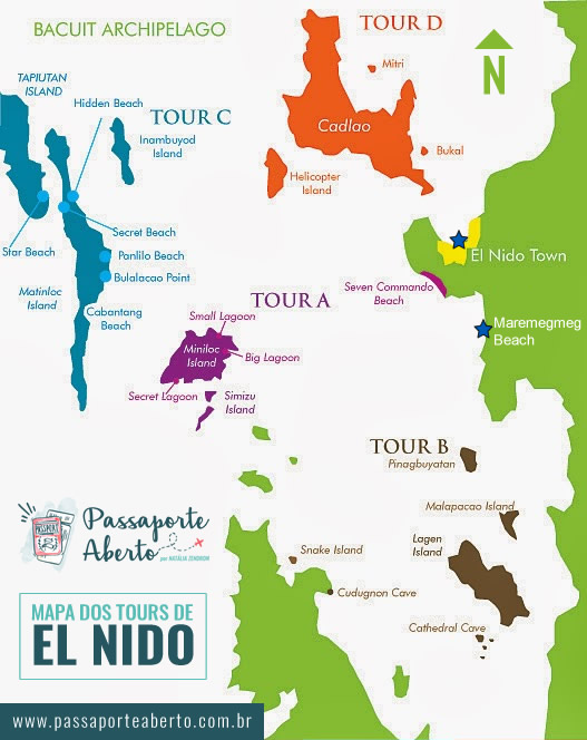 Mapa dos tours de El Nido