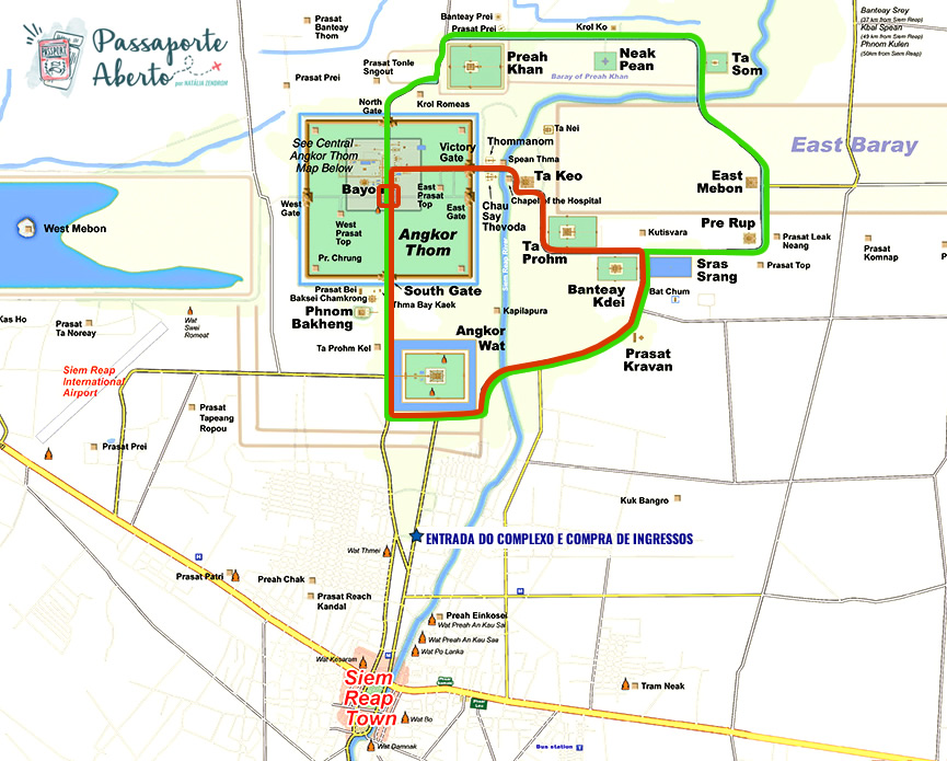 Mapa dos circuitos de visitação dos templos!