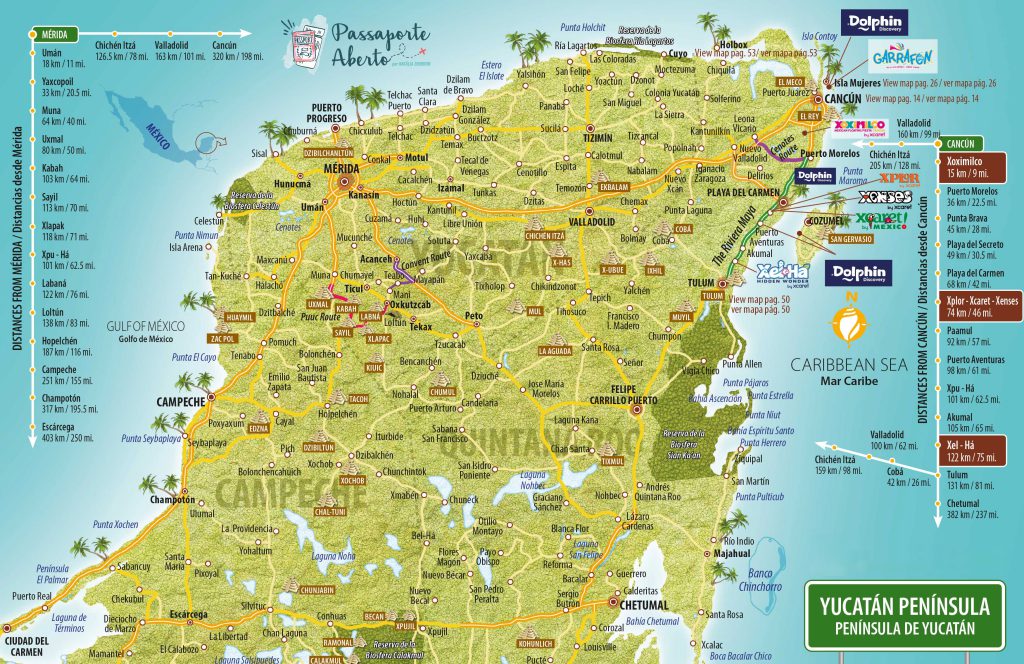 Mapa da Península de Yucatán, um lugar com muita coisa para ser explorada!