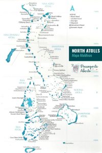 Mapa dos Atóis do Norte nas Maldivas (clique para ampliar)