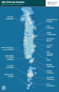Mapa dos picos de surf nas Maldivas
